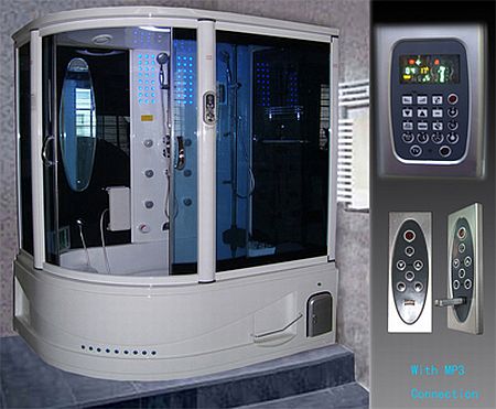 Ankara kompakt sistem duşakabin jakuzi - uzaktan kumandalı, MP3 bağlantılı dijital kontrol panelli füme cam model