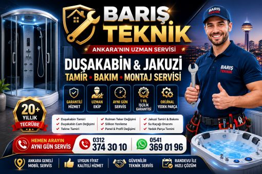 Ankara Profesyonel Duşakabin ve Jakuzi Servisi Tamir • Bakım • Montaj • Cam Değişimi • Yedek Parça  